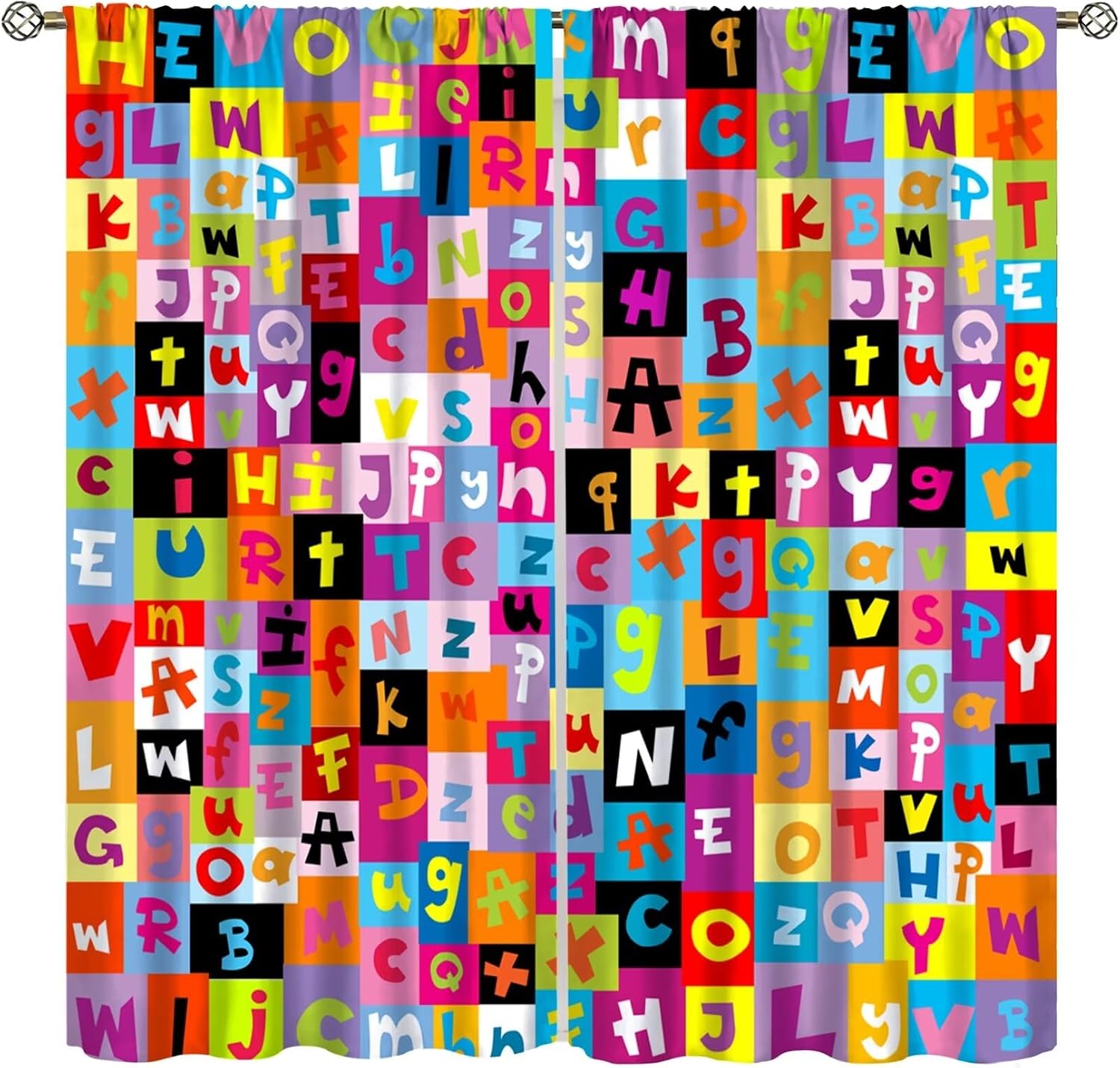 Abc Kids Early Education - Rideaux multicolores à blocs ABC, draperies